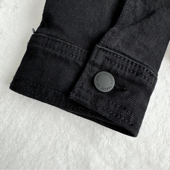 UNIVERSAL THREAD Sherpa Lined Trucker Jean Jacket XS Black Faux Fur Collar - Picture 5 of 14